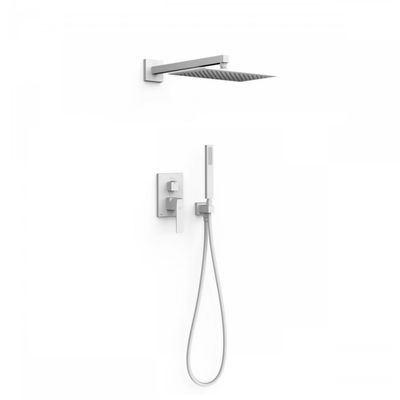 Regendoucheset Inbouw Tres Slim Exclusive Met Wandarm en Handdoucheset met Staafhanddouche Mat Wit Tres