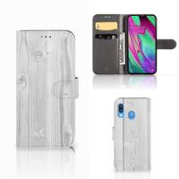 Samsung Galaxy A40 | Book Style Case | White Wood