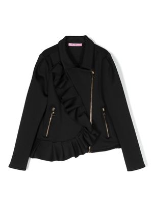 Miss Blumarine veste asymétrique à volants - Noir