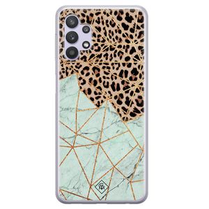 Samsung Galaxy A32 5G siliconen hoesje - Luipaard marmer mint