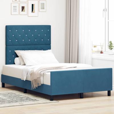 Bedframe met hoofdeinde Donkerblauw 120 x 200 cm Fluweel