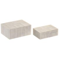 Doos-Juwelenkistje Home ESPRIT Wit Hars Mangohout 18 x 13 x 7,5 cm (2 Onderdelen)
