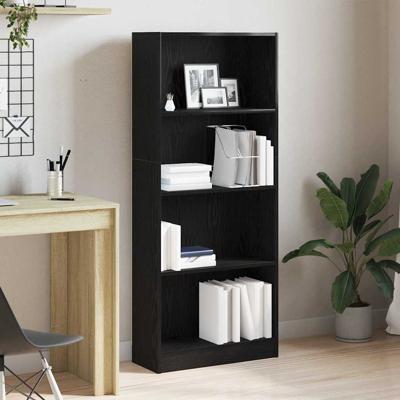 Boekenkast Zwart eiken 60 x 24 x 143 cm Bewerkt hout