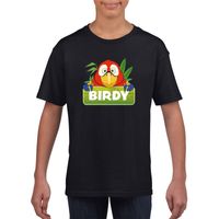 Papegaai dieren t-shirt zwart voor kinderen - thumbnail