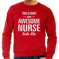 Awesome nurse/ verpleegkundige cadeau sweater / trui rood heren