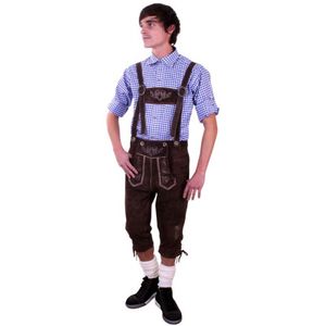 Bruine Tiroler lange lederhosen verkleed kostuum voor heren