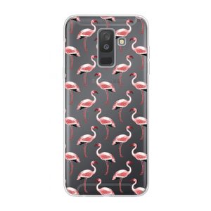 Flamingoprint groen: Samsung Galaxy A6 Plus (2018) Transparant Hoesje