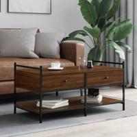 Salontafel 99x50x50 cm bewerkt hout bruin eikenkleur