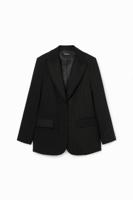 Gestructureerde rechte blazer - BLACK - S