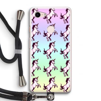 Musketon Unicorn: Pixel 3 Transparant Hoesje met koord
