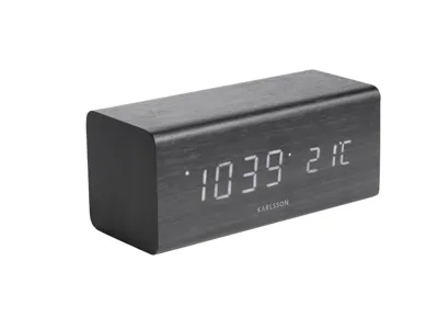 Alarm clock Block black veneer, white LED