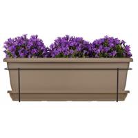 Plantenbakset met metalen steun en bakje - GARDEN ID Relax - Taupe 50 cm - Gerecycled en 100% recyclebaar - Volume voor planten