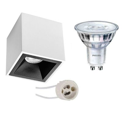 Philips - Opbouwspot Set - Sceneswitch 827 36d - Pragmi Cliron Pro - Gu10 Fitting - Dimbaar - Opbouw Vierkant - Mat Philips - Opbouwspot Set - Sceneswitch 827 36d - Pragmi Cliron Pro - Gu10 Fitting - Dimbaar - Opbouw Vierkant - Mat