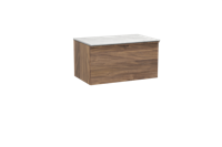 Balmani Forma zwevend badmeubel 90 x 55 cm amerikaans notenhout met Stretto enkel wastafelblad in marmer carrara Horizontale symmetrische rechte ribbel