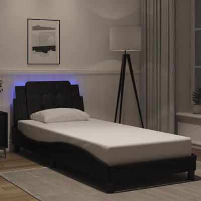 Bedframe met LED-verlichting kunstleer zwart 100x200 cm