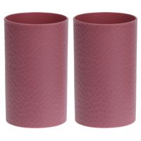 2x Oudroze badkamer/keuken bekers 11 cm