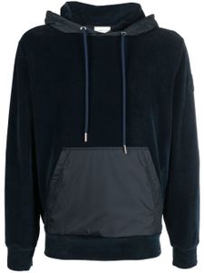 Moncler hoodie en velours à patch logo - Bleu