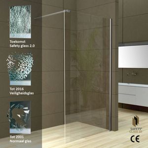 Aqua Splash Safety Glass 2.0 Inloopdouche + Muurprofiel 10 mm Nano Glas - Safety Glass 2.0 Inloopdouche + Muurprofiel 800x2000 mm