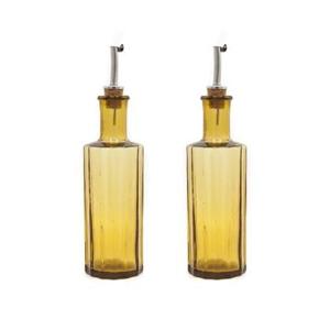 Brût Homeware, Set van 2 Olie|Azijn Fles set 30 CL, amber bruin