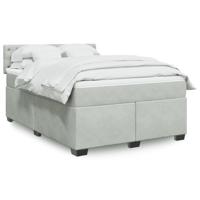 Boxspring met matras fluweel lichtgrijs 140x190 cm