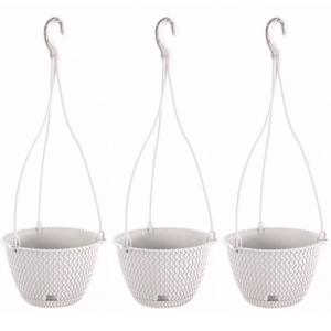Prosperplats Bloempot Splofy hangend - 3x - wit - kunststof - 27 cm - plantenpot - 4,8 liter