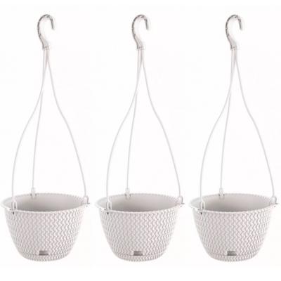 Prosperplats Bloempot Splofy hangend - 3x - wit - kunststof - 27 cm - plantenpot - 4,8 liter