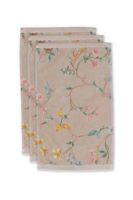 Pip Studio Gastendoek Set/3 Les Fleurs Khaki 30x50 cm