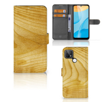 OPPO A15 Book Style Case Licht Hout
