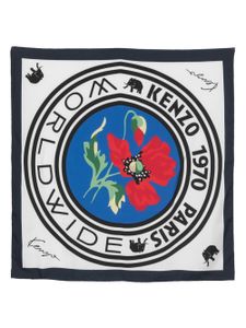 Kenzo foulard en soie à logo imprimé - Blanc