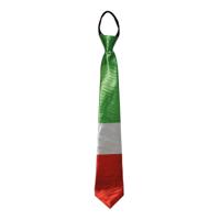 Funny Fashion Verkleed stropdas - Italiaanse vlag kleuren - Landen thema - supporters