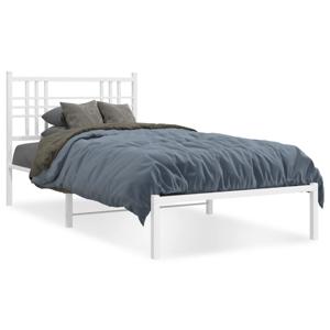 Bedframe met hoofdbord metaal wit 107x203 cm