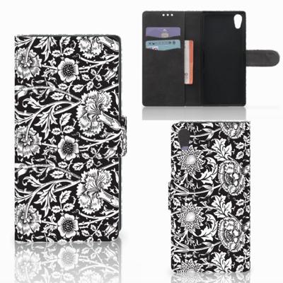 Sony Xperia XA1 Hoesje Black Flowers Sony Xperia XA1 Hoesje Black Flowers