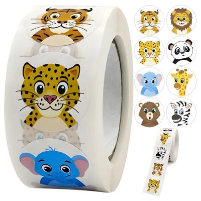Kruzzel Stickers dieren - 500x stuks - sticker rol - knutselen - motivatie stickers - kinderen