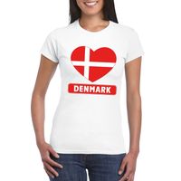 Denemarken hart vlag t-shirt wit dames
