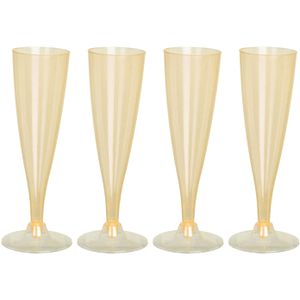 EH Prosecco/champagneglazen - 4x - geel - kunststof - 130 ml - herbruikbaar   -