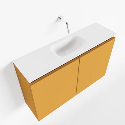 Toiletmeubel Mondiaz Ture | 80 cm | Meubelkleur Ocher | Eden wastafel Talc Midden | Zonder kraangat