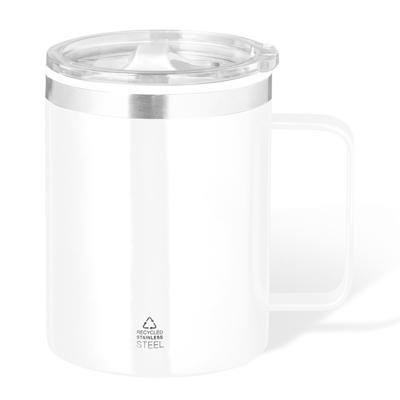Warmhoudbeker - thermos beker Barista - reis koffiebeker - RVS - wit - 400 ml - deksel