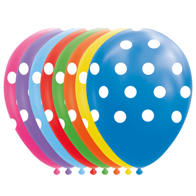 Multikleur Ballonnen Met Witte Stippen (8st)