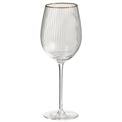 Leen Bakker - Wijnglazen Camille - /goudkleur - 570 Ml - 2 Stuks - Glas - Transparant - B25.5 Cm