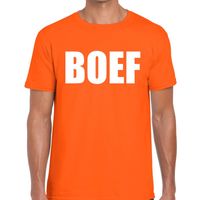 Boef tekst t-shirt oranje heren - thumbnail