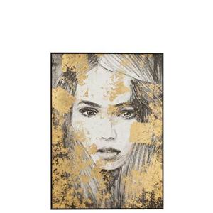 J-Line wanddecoratie vrouw - canvas|polyresin zwart|goud