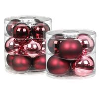 42x Berry Kiss mix roze/rode glazen kerstballen glans en mat - Kerstbal - thumbnail