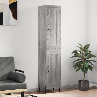 Hoge kast 34,5x34x180 cm bewerkt hout grijs sonoma eikenkleurig
