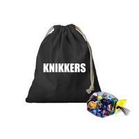 Zwart knikker opbergzakje bedrukt met Knikkers en 1 kilo knikkers en bonken - Knikkerzakken - thumbnail