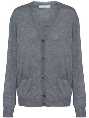 Prada cardigan en cachemire mélangé à col v - Gris