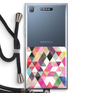 Gekleurde driehoekjes: Sony Xperia XZ1 Transparant Hoesje met koord