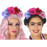 Halloween/horror verkleed diadeem/tiara - met grote bloemen - kunststof - dames/meisjes - thumbnail