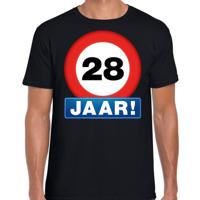 28 jaar geworden - Stopbord - verjaardag t-shirt - zwart - heren - Happy Birthday - kleding
