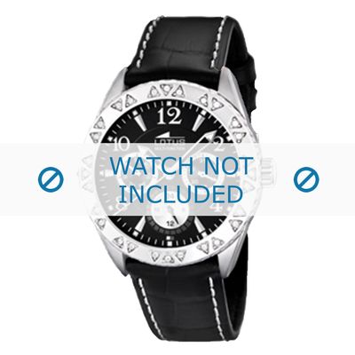 Horlogeband Lotus 15681-3 / 15681-9 Leder Zwart 21mm