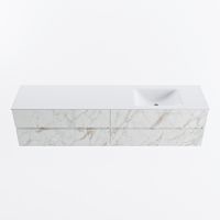 MONDIAZ VICA 200cm badmeubel onderkast Carrara 4 lades. Wastafel CLOUD rechts 1 kraangat, kleur Talc. - thumbnail